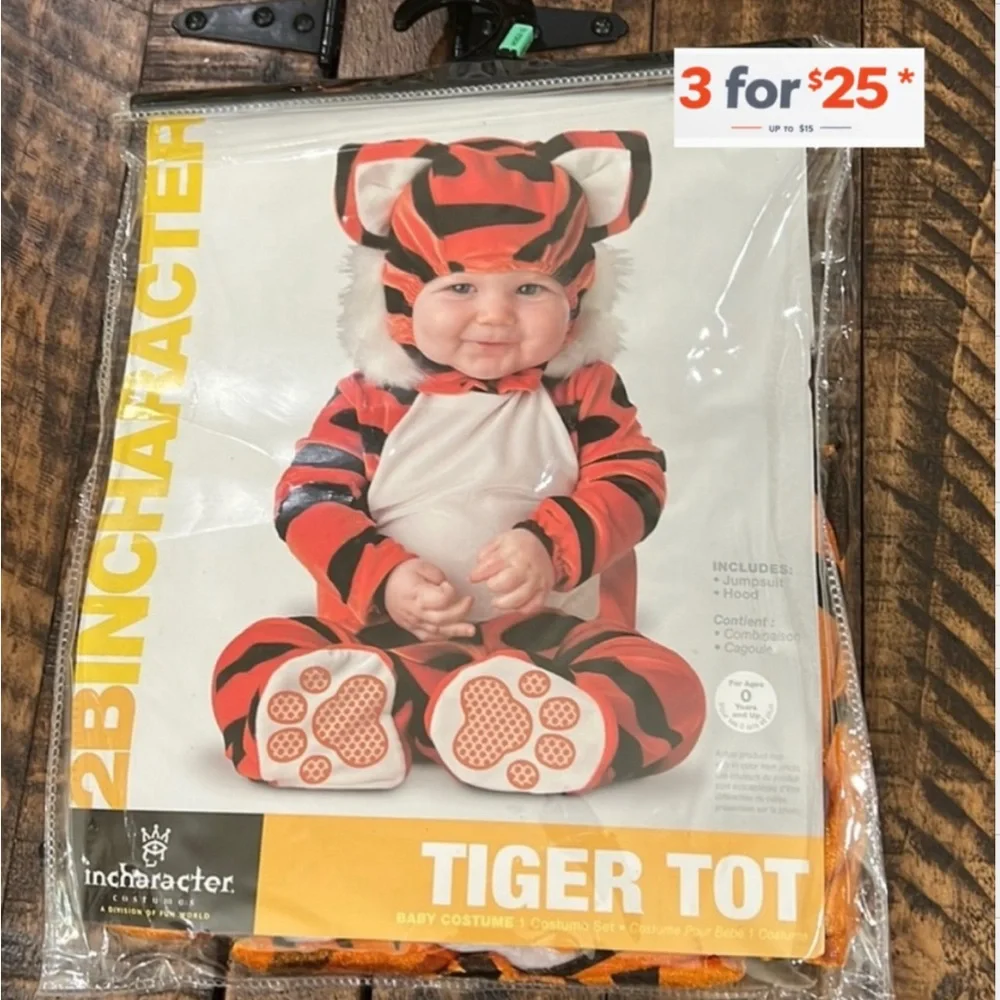 Halloween Costume tiger fur hooded 12/18 months
